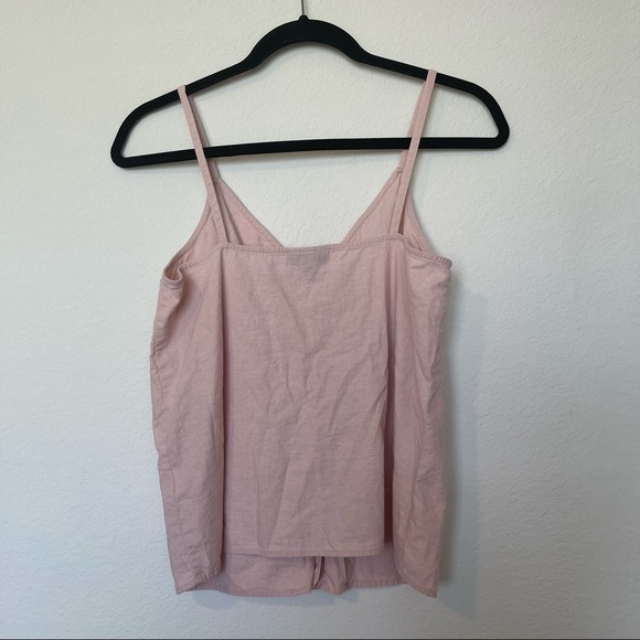 Topshop Button front Pink Linen Blend Top - Picture 3 of 3